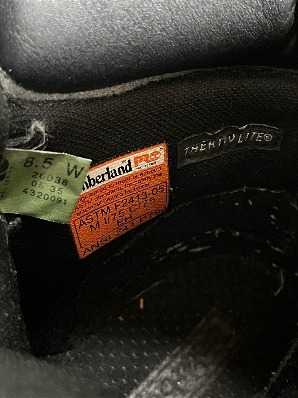 Timberland PRO Safety Toe Work Boots Black Leather EH Thermolite 8.5W - Picture 9 of 11